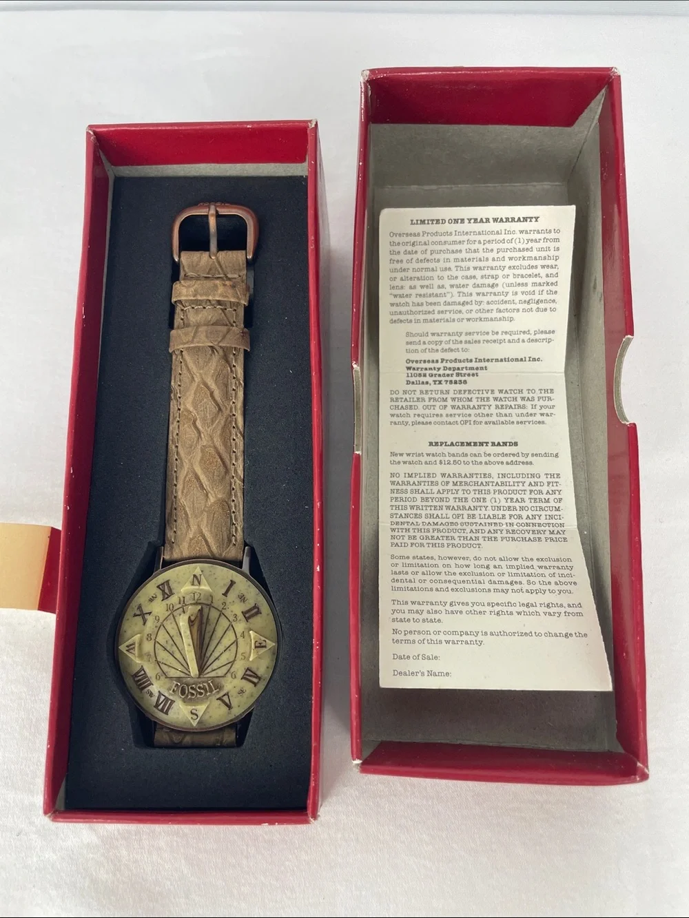 Fossil Brown Leather Strap SunDial Watch